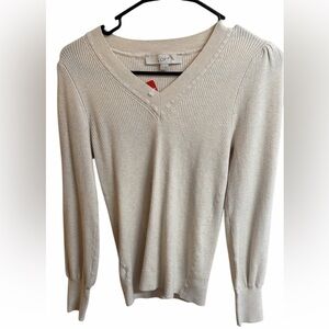 LOFT Women's Cream V-Neck Sweater